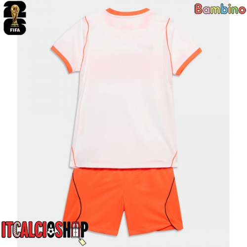 Paesi Bassi Seconda Maglia Bambino Mondiali 2026 Manica Corta (+ Pantaloni corti)